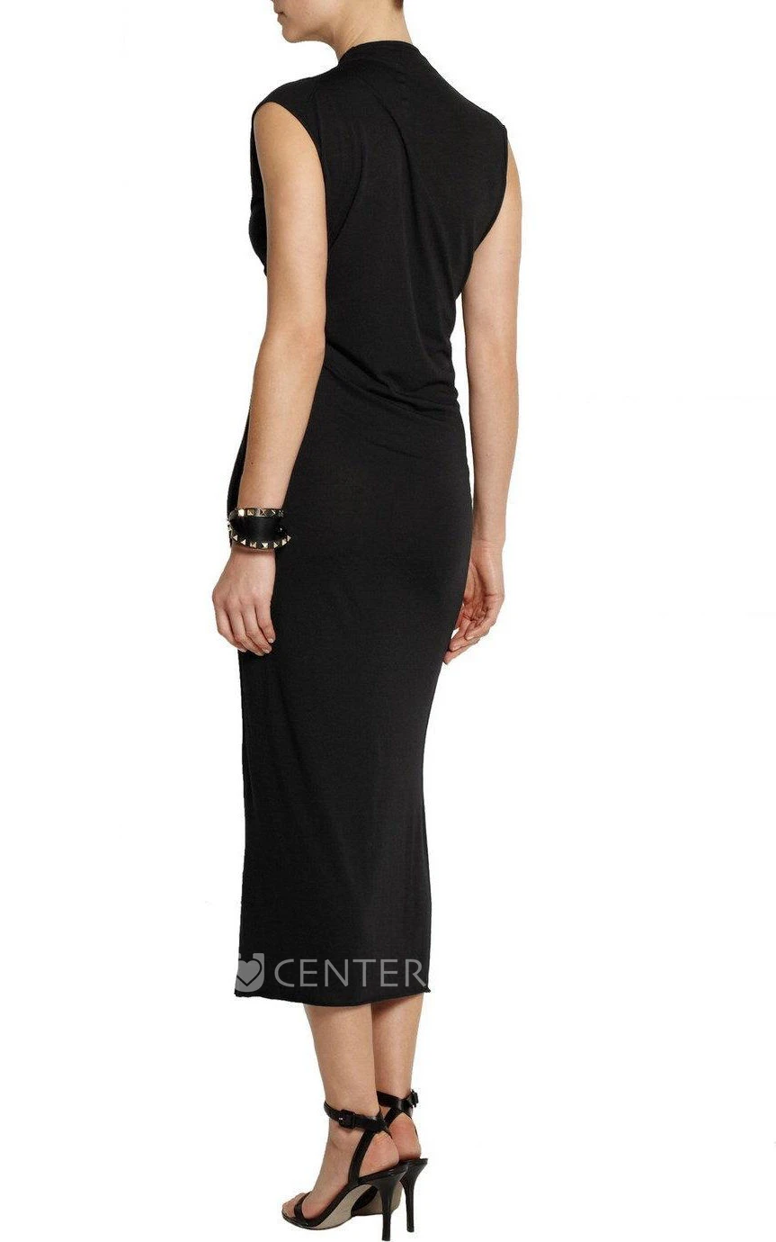 Draped Sleeveless Maxi Dress