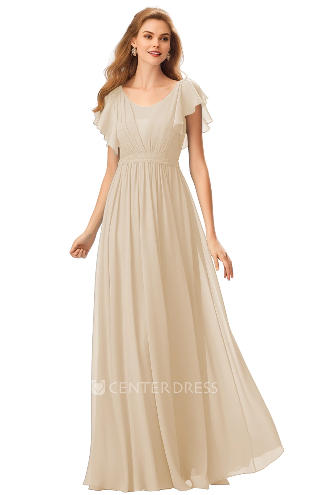 Casual Bateau Neck A-Line Chiffon Bridesmaid Dress 2025 & Women