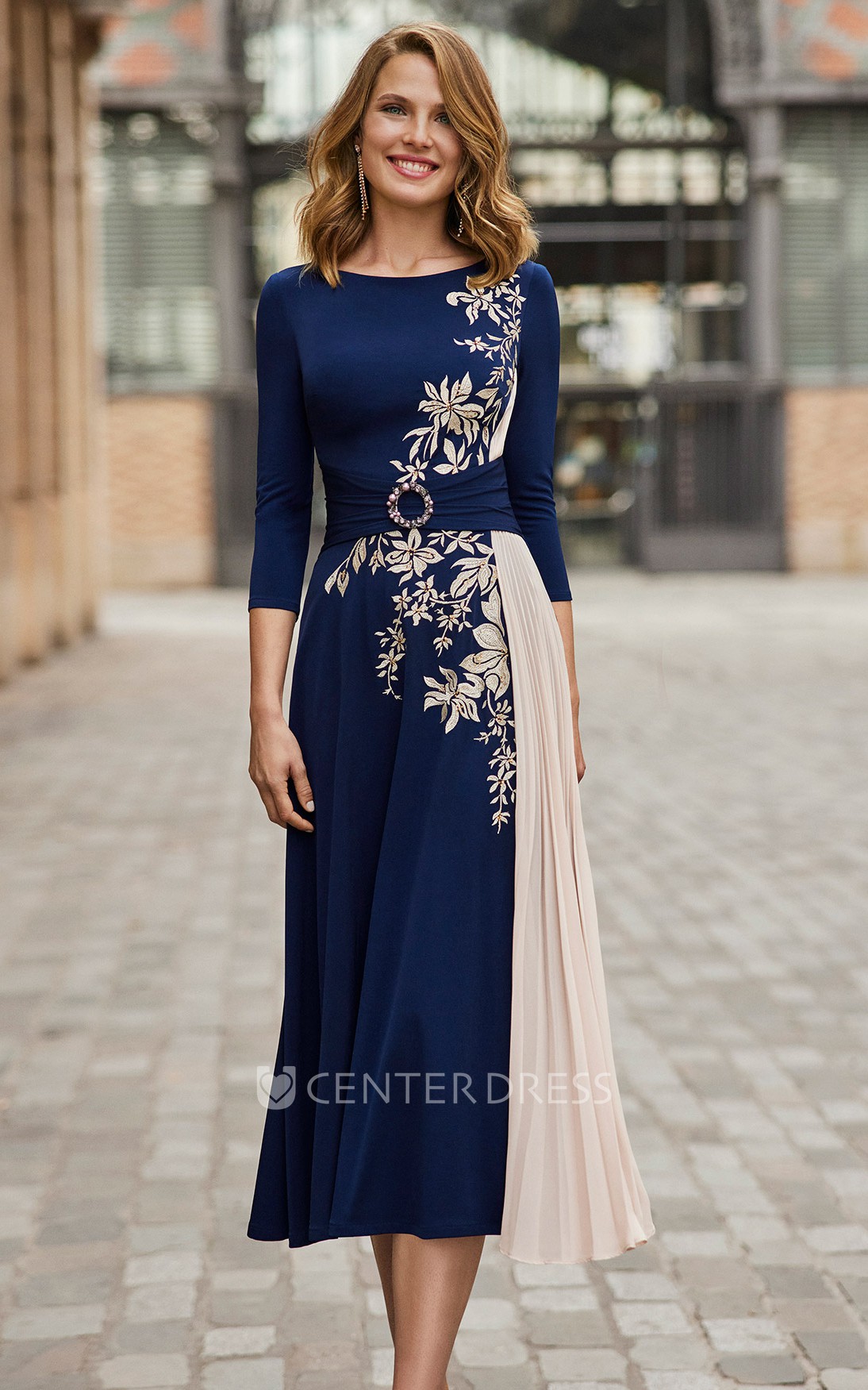 Navy tea outlet length formal dress