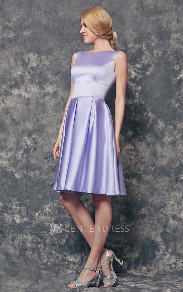 A-line High Neck Short Satin Dress Bridesmaid Dress