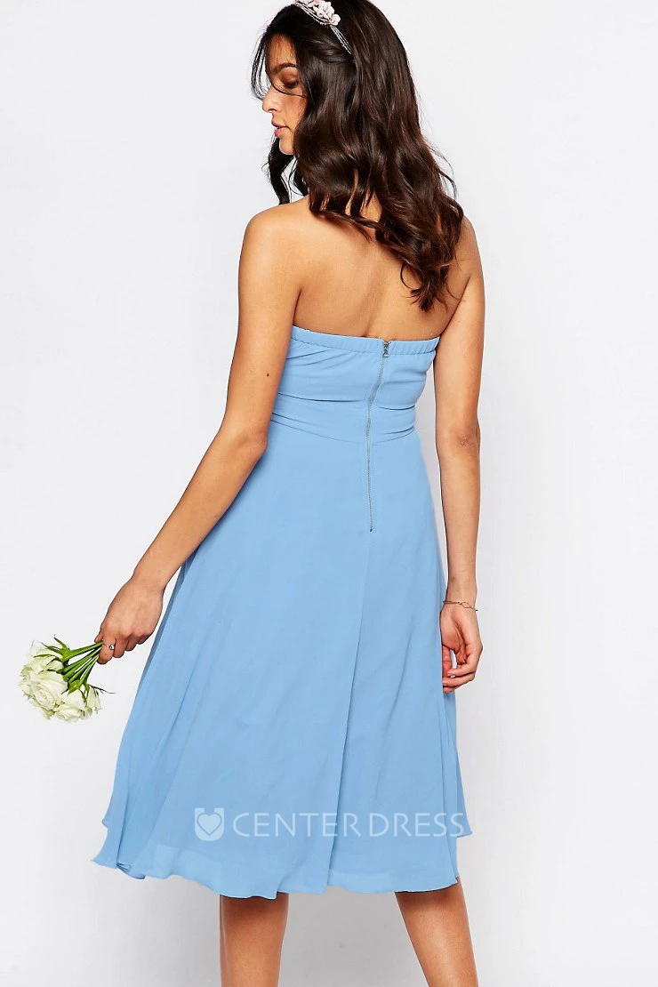 Sweetheart Knee-Length Chiffon Bridesmaid Dress With Ruching And Zipper