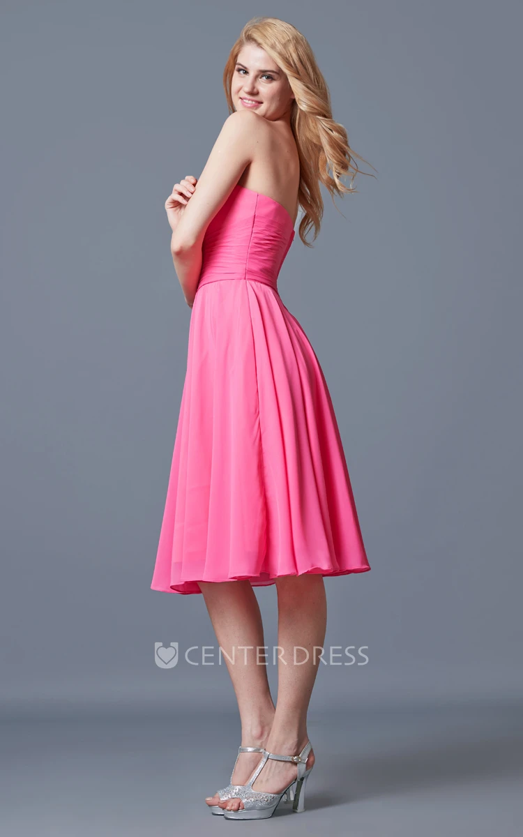 Vibrant Sleeveless Pleated Knee-length Chiffon Dress With Backless
