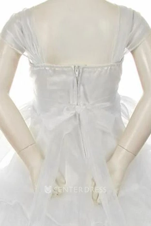 Floral Tiered Organza Flower Girl Dress With Ruffles