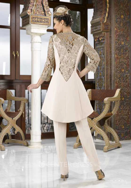Scoop Neck Long Sleeve Caped Chiffon Mother Of The Bride Dress