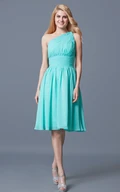 Charming One Strap Knee Length Chiffon Bridesmaid Dress with Pleats