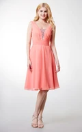 Pleated A-line Short Chiffon Dress With Crystal-detailing