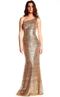 Maxi Sheath One-Shoulder Sleeveless Sequin Prom Dress With Brush Train