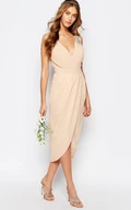 High-Low Beaded Sleeveless V-Neck Chiffon Bridesmaid Dress