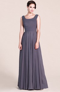 Sleeveless Scoop A-line Long Dress With Ruching