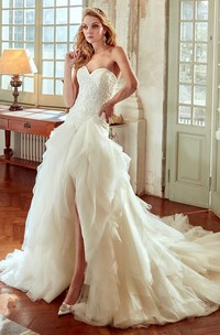corset high low wedding dress