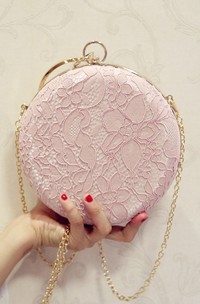 Round Laced Crystal Clutch