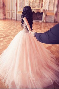 Stunning Crystal Princess Tulle Evening Dresses Floor Length Sweet 16 Quinceanera Dress