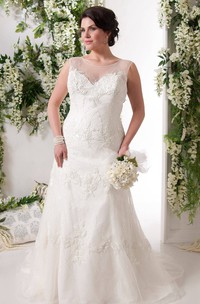 Illusion Caped-Sleeve Sheath Dress With Lace And Beading