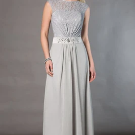 Jewel Neck Cap Sleeve Lace Top Chiffon Long Mother Of The Bride Dress ...