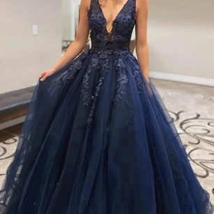 Ball Gown Sleeveless Tulle Casual Prom Dress with Appliques and Beading ...