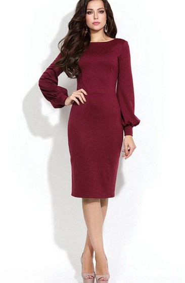 burgundy cocktail dress with sleeves