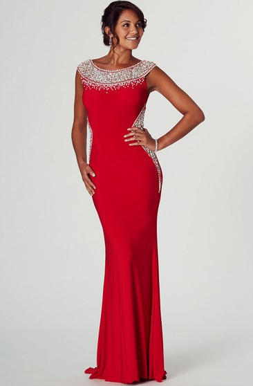 red gown with sleeves