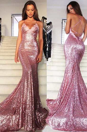 pink and gold prom dresses