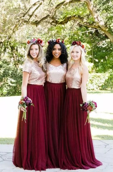 red black and white wedding bridesmaid dresses