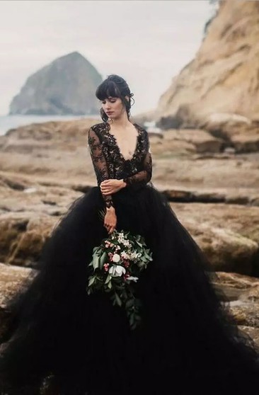 black flowy gown