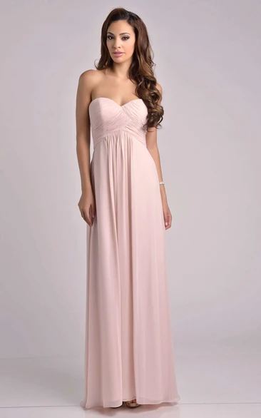 Ruched Bust Sweetheart Empire Chiffon Bridesmaid Dress With Pleats