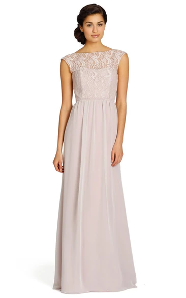 Pink Plus Size Bridesmaid Dresses Lace Top Chiffon Long Bridesmaid Dress  ARD1674