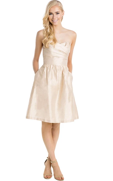 Short Sleeveless Sweetheart Ruched Taffeta Muti-Color Convertible Bridesmaid Dress With Bow