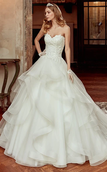 Sweetheart A-Line Wedding Dress With Ruching Skirt and Lace Corset