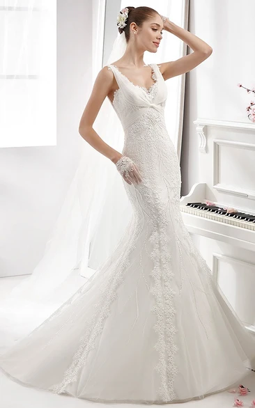 Sweetheart Mermaid Wedding Gown With Crisscross Nest and Low-V Back