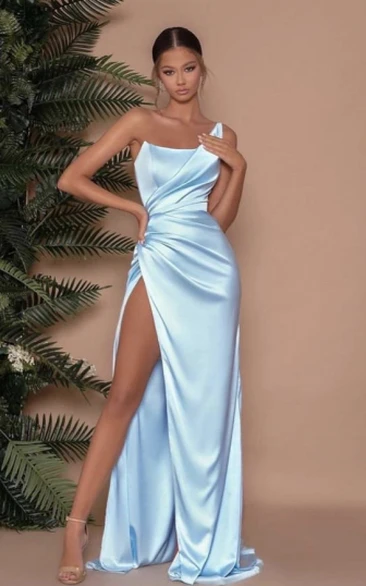 Satin Beach Bridesmaid Dress Simple Sexy Ruching Sleeveless A-Line