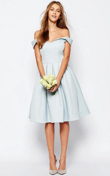 A-Line Knee-Length Strapless Satin Bridesmaid Dress