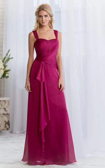 Sleeveless Square-Neck A-Line Bridesmaid Dress With Ruffles