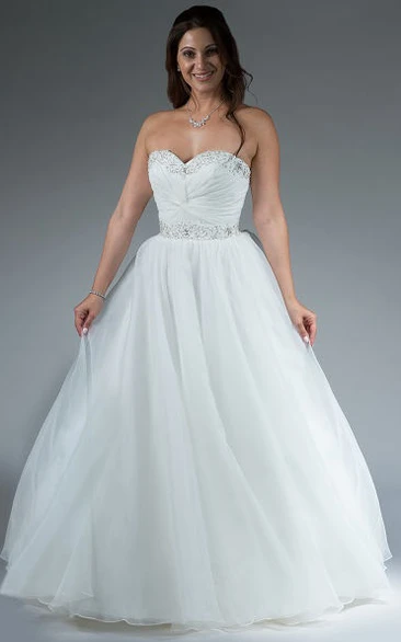 Crystal Sweetheart Tulle Bridal Ball Gown With Crystal Waist