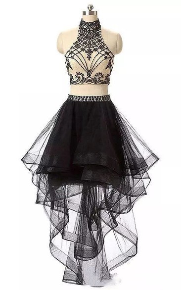 Black prom dress short in front long in back online