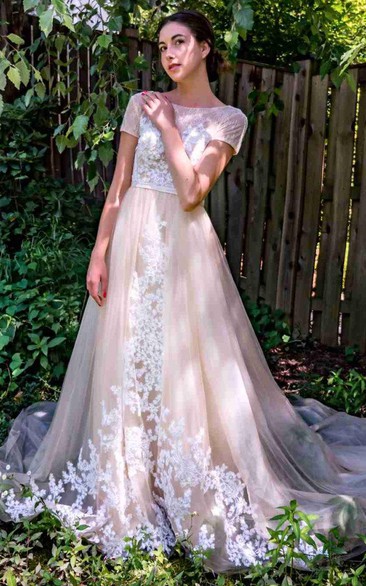 Peach hot sale bridal gown