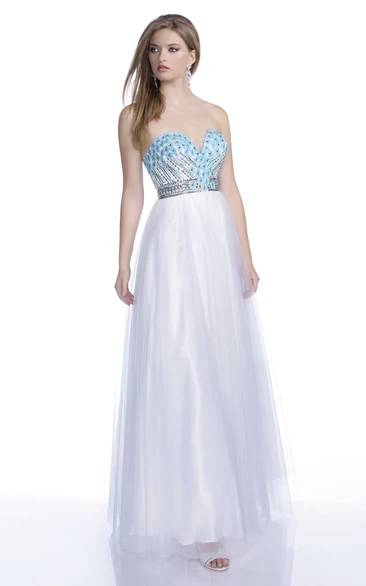 Sweetheart A-Line Sleeveless Prom Dress Featuring Floral Embroidery And Open Back