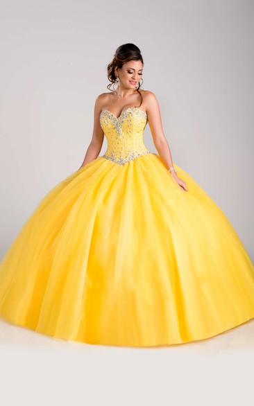 Lace-Up Back Tulle Ball Gown With Sweetheart Neckline