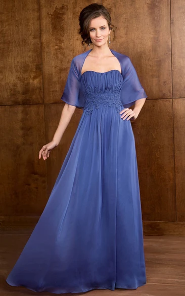 Sweetheart A-Line Long Mother Of The Bride Dress With Pleats And Appliques