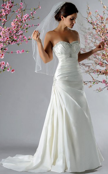 Crystal Sweetheart Taffeta Bridal Gown With Ruching