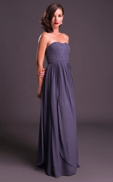 Strapless Ruched Chiffon Bridesmaid Dress With Pleats