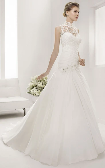 Sweetheart Mermaid Floral Bridal Gown With Removable Lace High Neck Top