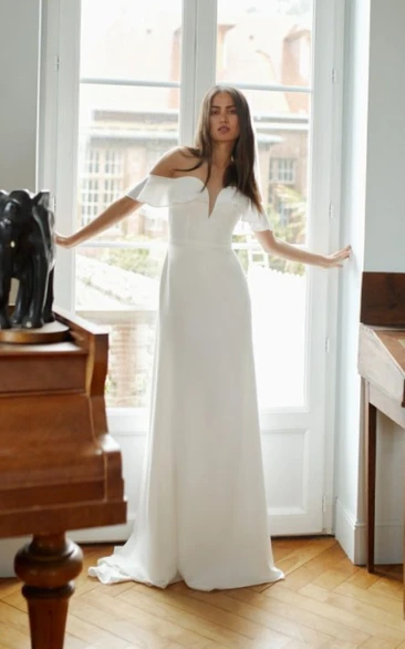 Ethereal Country Satin Sleeveless Wedding Dress with V-neck Open Back
