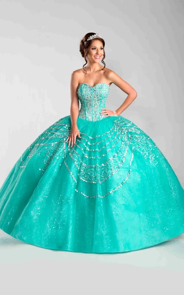 Sweetheart Sequined Ball Gown With A Matching Illusion Jacket