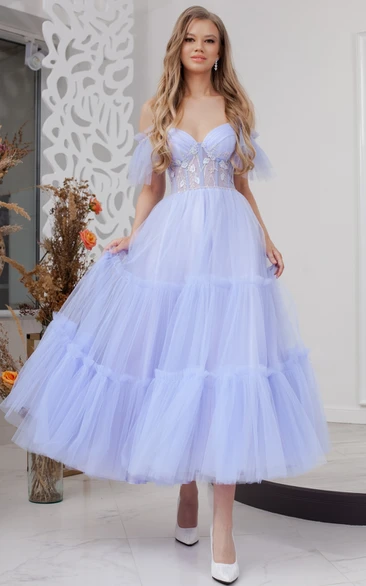 Tulle Off-the-shoulder A-Line Prom Dress 2023 Classy