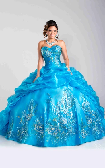 Picturesque Ball Gown With Sweetheart Neck And Sequin Embellishment