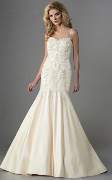 Sleeveless Trumpet Gown With Beadings And Illusion Back