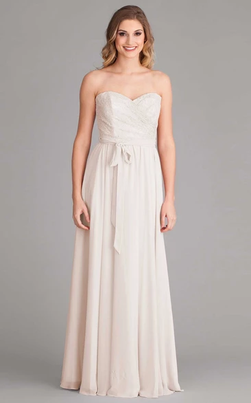 Sheath Sweetheart Chiffon Wedding Dress With Lace