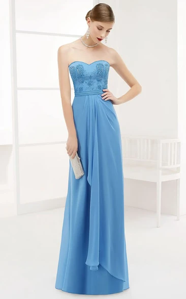 Sweetheart Side Drape Chiffon Long Prom Dress With Removable Wrap Top