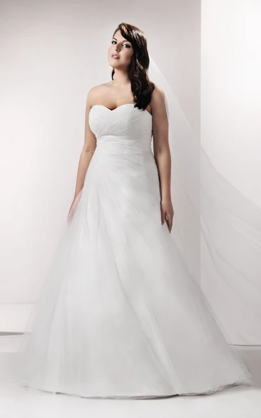 Sweetheart Criss-Cross A-Line Gown With Pleats