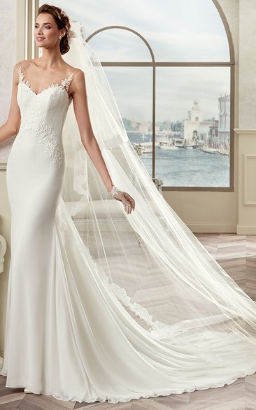 Sweetheart Sheath Bridal Gown With Illusive Straps And Open Back